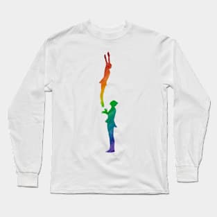 Women’s pair doing toe pitch straight jump Long Sleeve T-Shirt